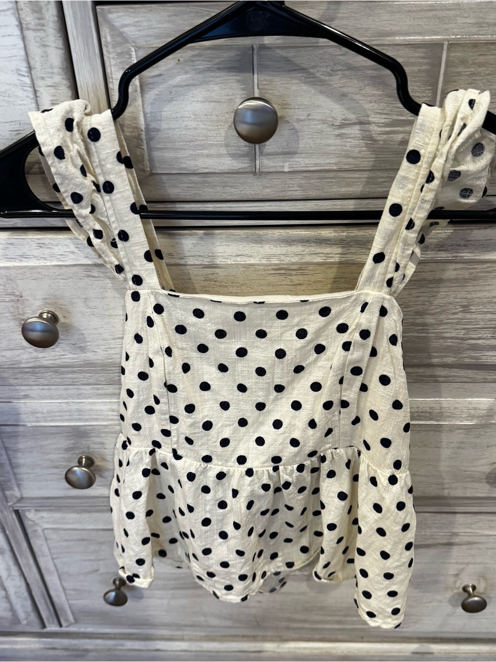 Monteau White Tank Top with Black Polka Dots